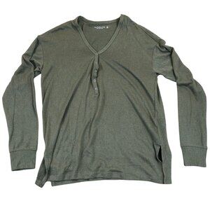 Abercrombie & Fitch Women's Sweater XS Soft A&F Cozy Henley Green Long Sleeve